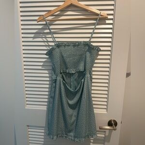 Kittenish Light Blue Polka Dot Dress